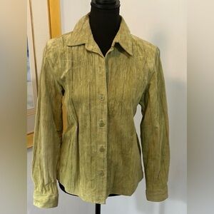 Coldwater Creek light green textured  Leather Shirt PM